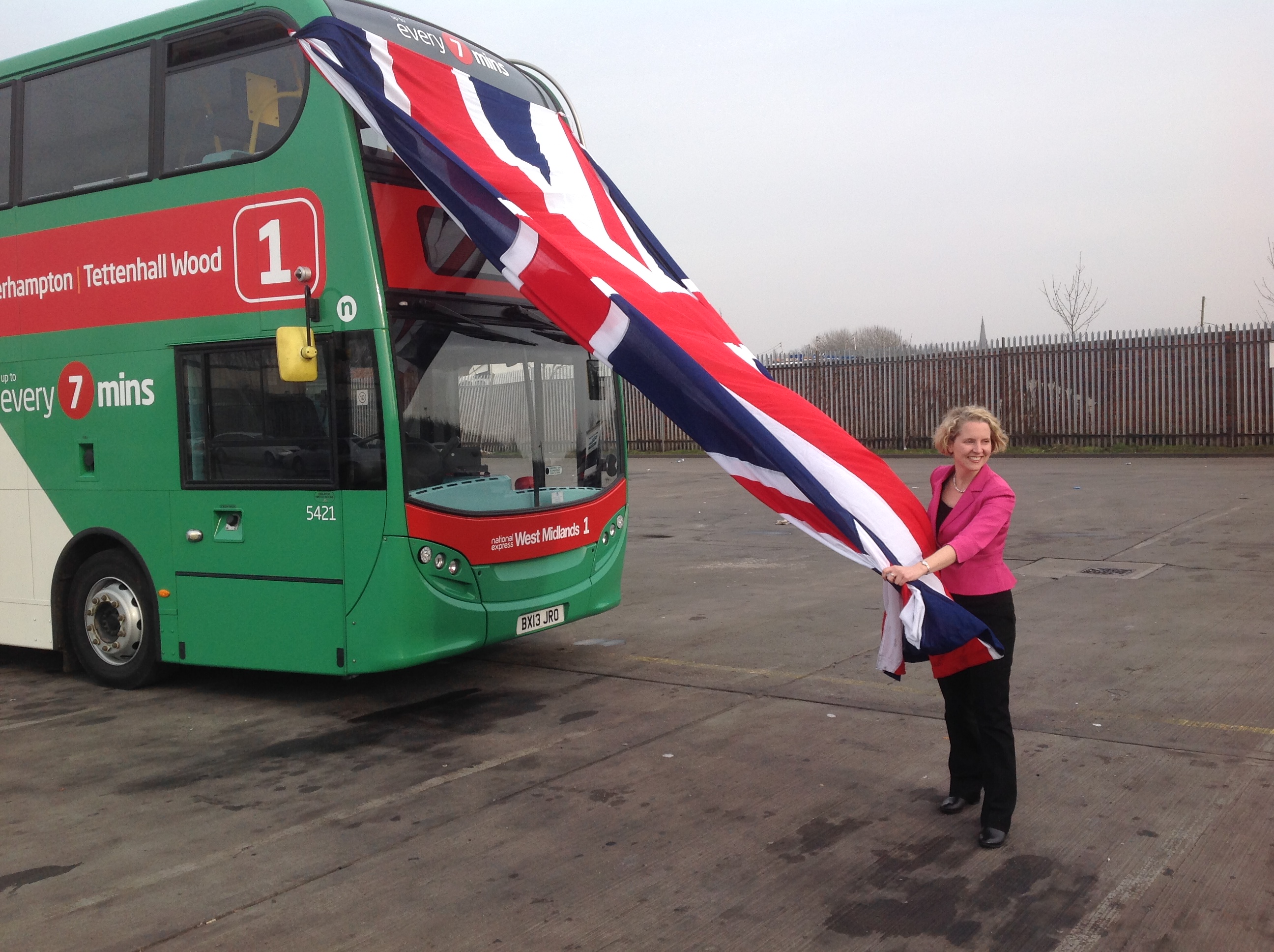 Emma Reynolds MP Launching a new hybrid bus for use in Wednesfield